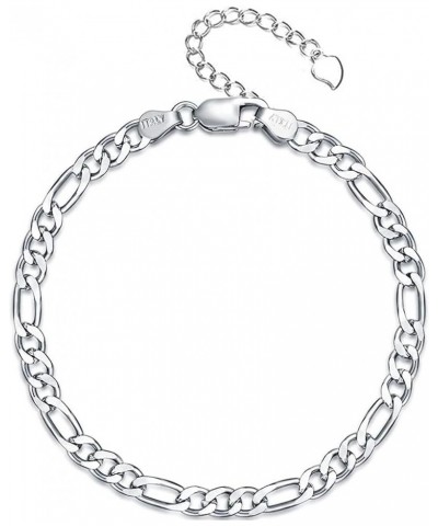 Solid 925 Sterling Silver 2.5MM/4MM Figaro Chain Bracelet for Men Women,with Lobster Claw Clasp,Made in Italy 6.5/7/7.5/8 Inc...