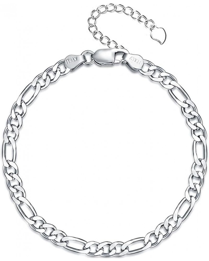 Solid 925 Sterling Silver 2.5MM/4MM Figaro Chain Bracelet for Men Women,with Lobster Claw Clasp,Made in Italy 6.5/7/7.5/8 Inc...