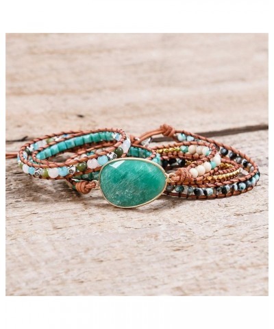 Dazzling Handmade Leather Wrap Bracelet Collection amazonite-5w $8.99 Bracelets