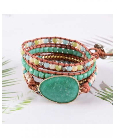 Dazzling Handmade Leather Wrap Bracelet Collection amazonite-5w $8.99 Bracelets