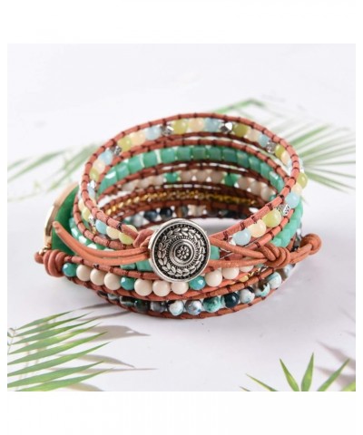 Dazzling Handmade Leather Wrap Bracelet Collection amazonite-5w $8.99 Bracelets