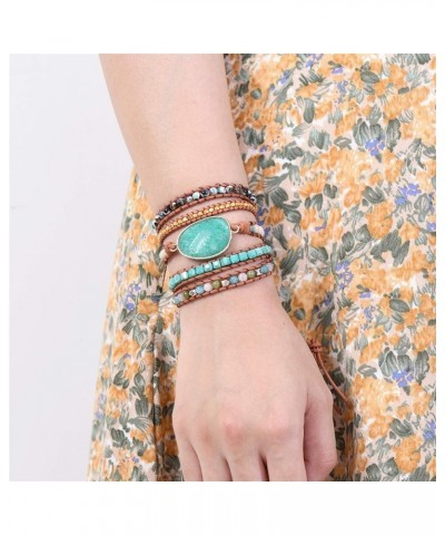 Dazzling Handmade Leather Wrap Bracelet Collection amazonite-5w $8.99 Bracelets