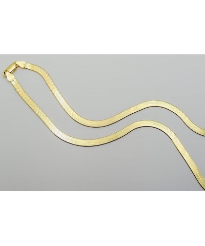 18K Gold Plating Over Sterling Silver 3MM, 4.5MM, 5.5MM, 7MM Flexible Flat Magic Herringbone Chain Necklace 16 4.5MM Gold $37...