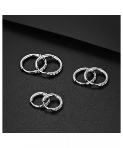 3 Pairs Huggie Hoop Earrings,Cartilage Hoop Earring AAA+ Cubic Zirconia Cuff Stainless Steel Earrings Silver $9.17 Earrings