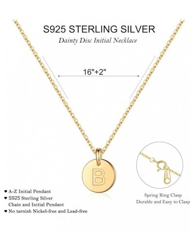 Easter Gifts for Girls - S925 Sterling Silver Initial Necklaces for Girls Women, Sterling Silver Disc Initial Pendant Gold/Ro...