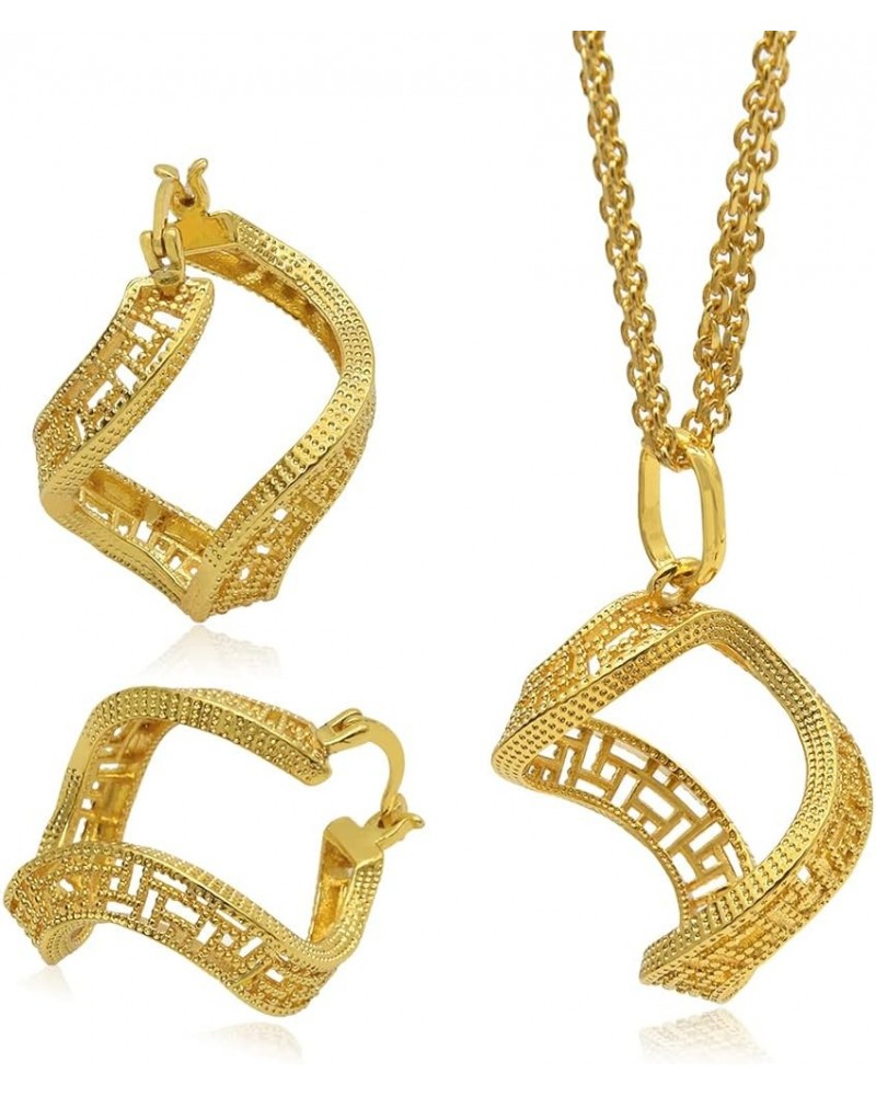 Indian ladies jewelry necklace earrings 24K gold plated Dubai necklace jewelry set 10 $11.25 Jewelry Sets