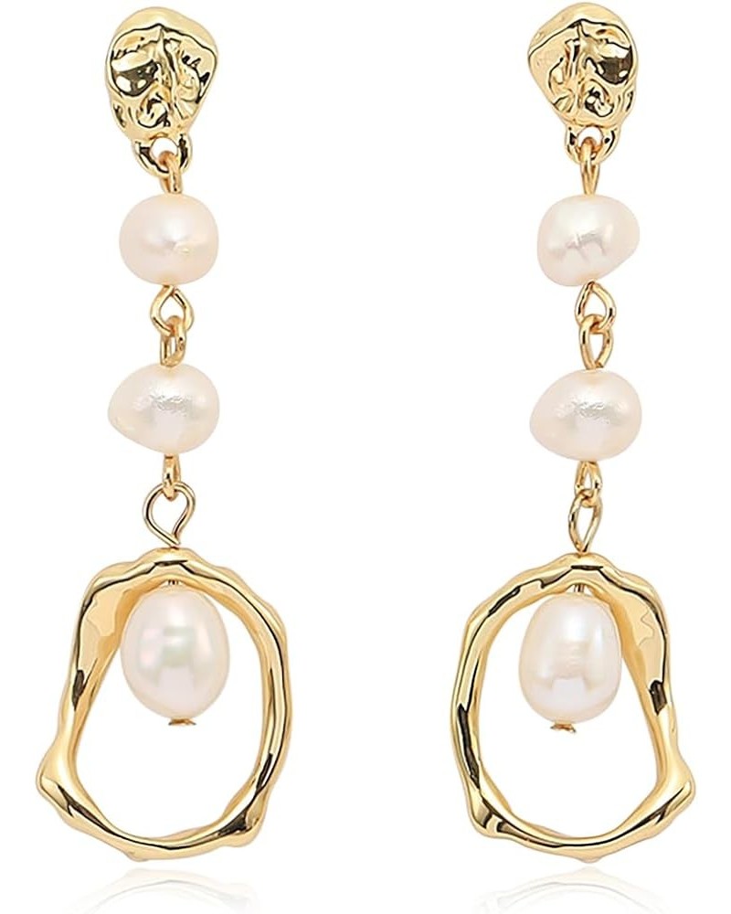 Baroque Pearl Drop 14K Gold Statement Dangle Earrings for Women Modern Irregular Pearl $13.58 Earrings