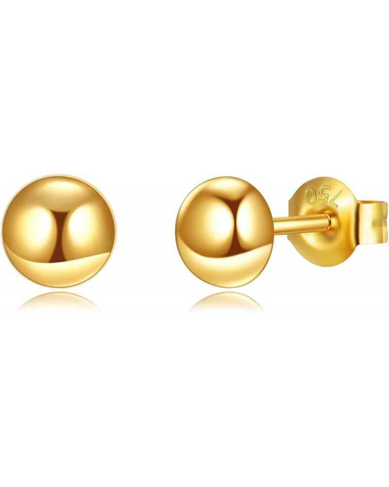 Real Gold Ball Stud Earrings Dot Post Earrings Jewelry Gifts for Women Girls 5mm 18k $73.50 Earrings