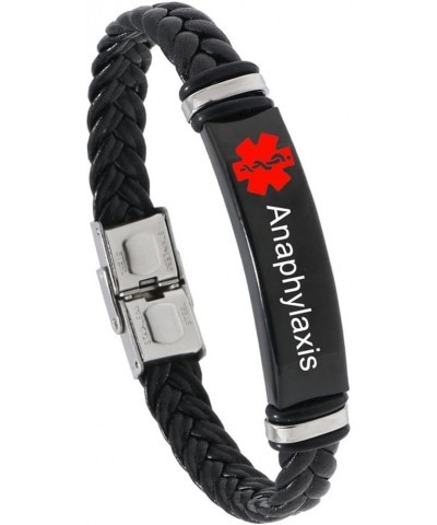 Free Engraving Braided Leather Medical Alert Wristband Sos ICE Personalized Customized Medical ID Bracelet Awareness Emergenc...