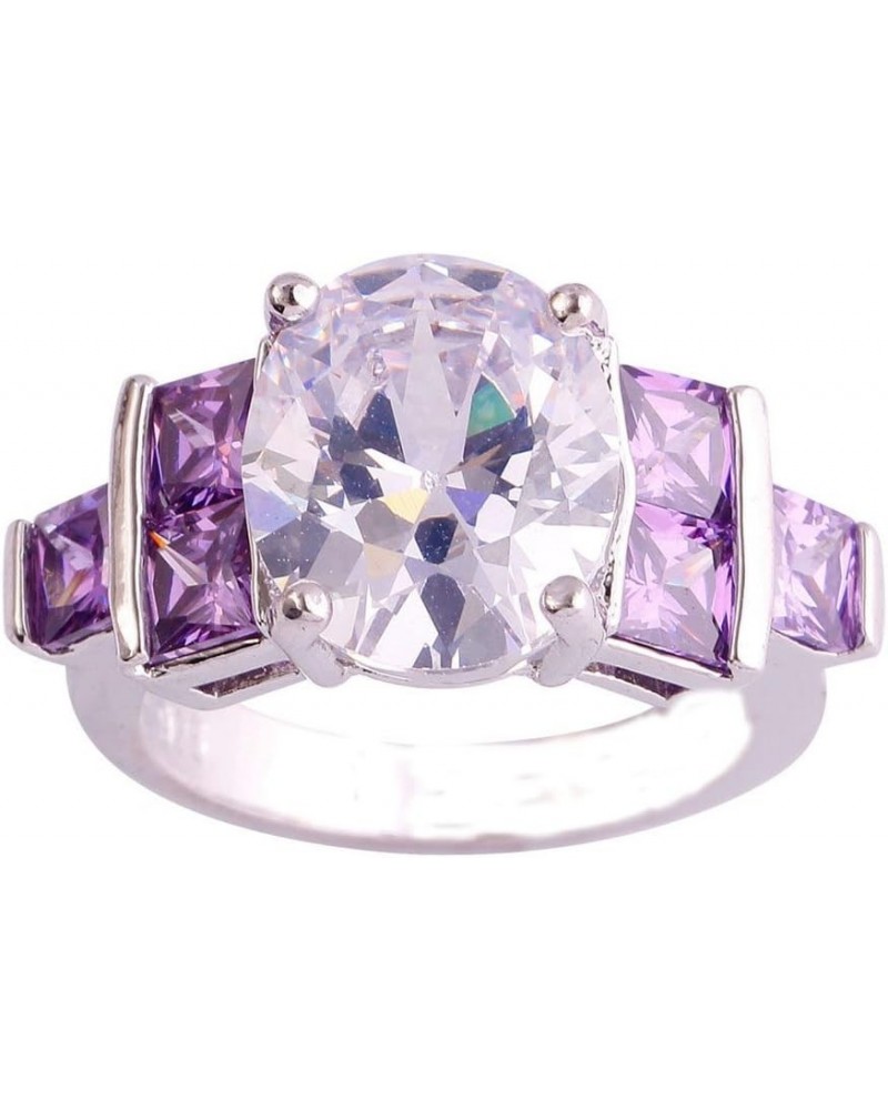 925 Sterling Silver Natural Novelty Filled Sapphire Quartz Topaz Engagement Wedding Ring US8 B_White $4.79 Others