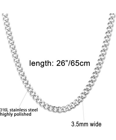 3.5/6/10mm Wide Silver Tone / 18K Gold Plated Cuban Chain for Men Women, Stainless Steel Miami Cuban Link Curb Chain Necklace...