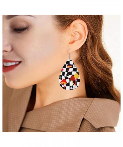 Skull Faux Leather Earrings For Women Girls Lightweight Teardrop Dangle Earrings Gift Magic Trippy Mushrooms $7.53 Earrings