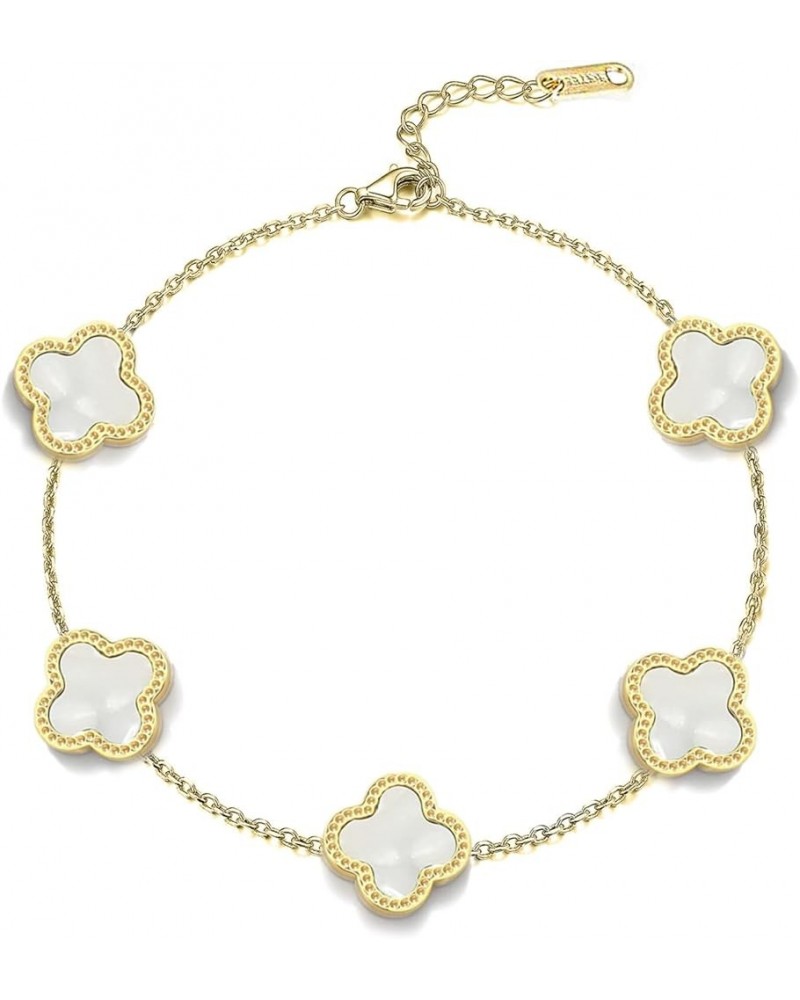 Clover Bracelet for Women | Four Leaf Clover Bracelet | Lovely Gift for Women & Girls White $11.65 Bracelets