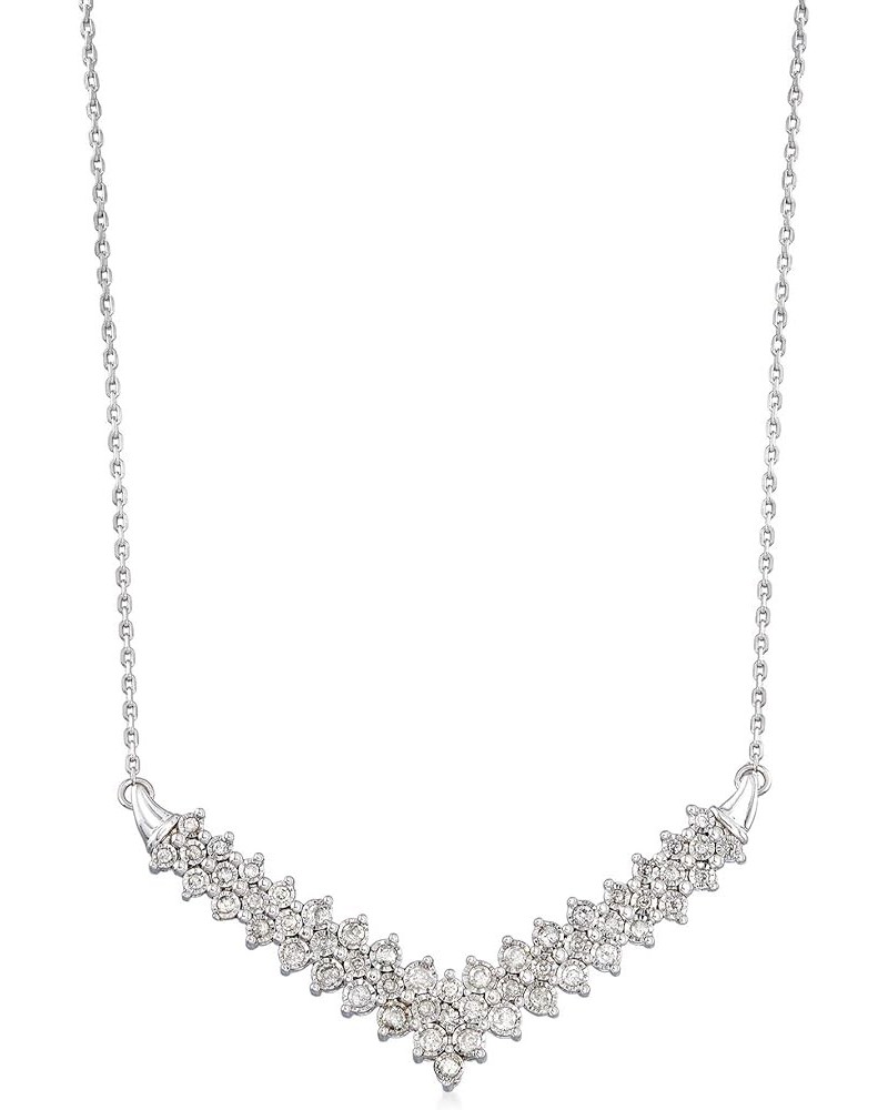 1.00 ct. t.w. Diamond Chevron Necklace in Sterling Silver 20.0 Inches $201.40 Necklaces