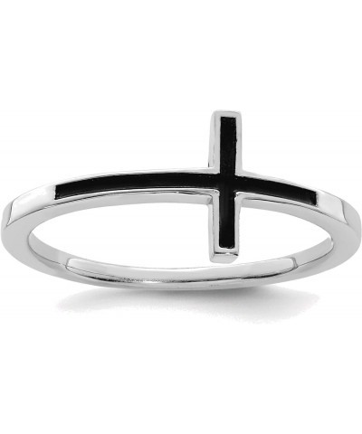 Solid Sterling Silver Antiqued Sideways Cross Ring in Size 7 $25.94 Rings