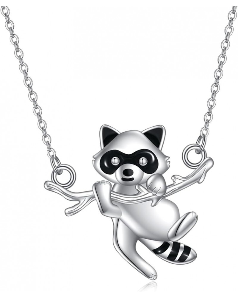 Animal Necklace 925 Sterling Silver Raccoon/Squirrel/Hummingbird/Owl/Panda Pendant Necklace Animal Jewelry Gifts for Women Gi...