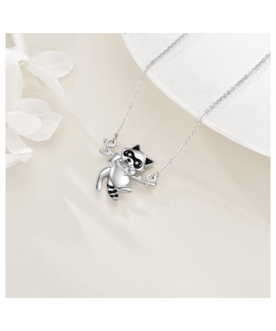 Animal Necklace 925 Sterling Silver Raccoon/Squirrel/Hummingbird/Owl/Panda Pendant Necklace Animal Jewelry Gifts for Women Gi...