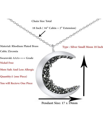 Black Cz Gypsy Planet Half Crescent Sailor Luna Moon Pendant Charm Chain Necklace Silver Small Moon 18 inch $11.76 Necklaces