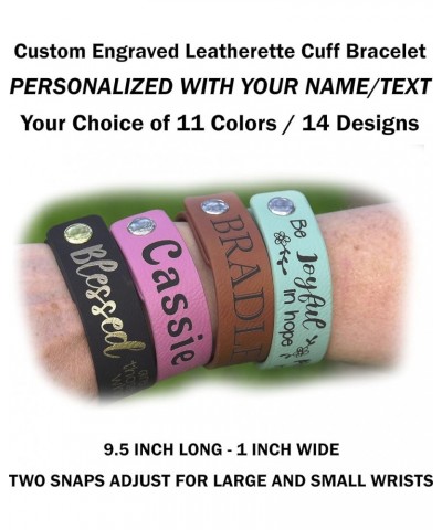 Custom Engraved Bracelet, Personalized Faux Leather Wristband, 9-1/2 inch X 1 inch Leatherette Cuff Bracelet, Name Wristband,...