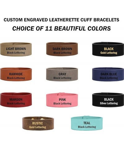 Custom Engraved Bracelet, Personalized Faux Leather Wristband, 9-1/2 inch X 1 inch Leatherette Cuff Bracelet, Name Wristband,...