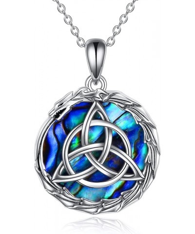 Dragon Celtic Knot Necklace Sterling Silver Dragon Abalone Shell Pendant Gifts For Women Men Jewelry Dragon Celtic Knot Neckl...