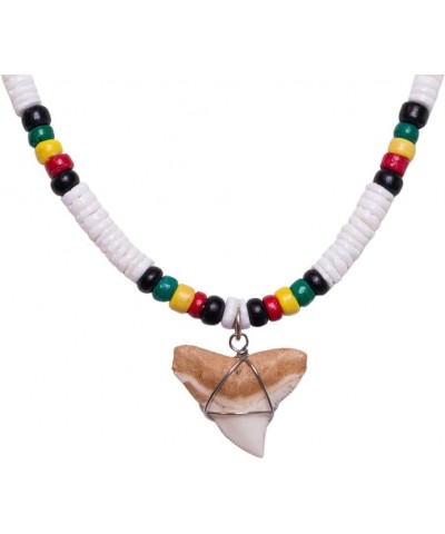 Shark Tooth on Puka Shell Beads Necklace (18" 3U) WC & RST $11.57 Necklaces