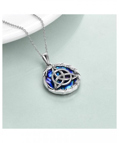 Dragon Celtic Knot Necklace Sterling Silver Dragon Abalone Shell Pendant Gifts For Women Men Jewelry Dragon Celtic Knot Neckl...