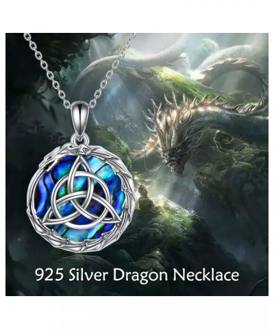 Dragon Celtic Knot Necklace Sterling Silver Dragon Abalone Shell Pendant Gifts For Women Men Jewelry Dragon Celtic Knot Neckl...