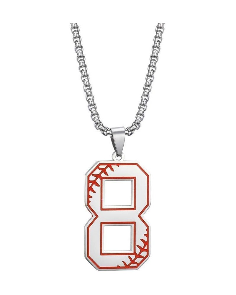 Inspiration Baseball Jersey Number 0-9 Necklace Silver/Gold/Black Stainless Steel Charms Number Pendant for Women Men Silver-...