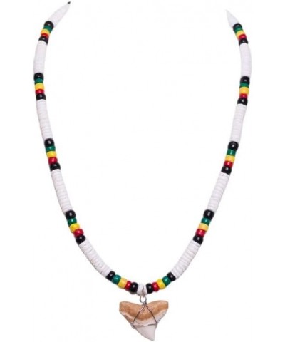 Shark Tooth on Puka Shell Beads Necklace (18" 3U) WC & RST $11.57 Necklaces