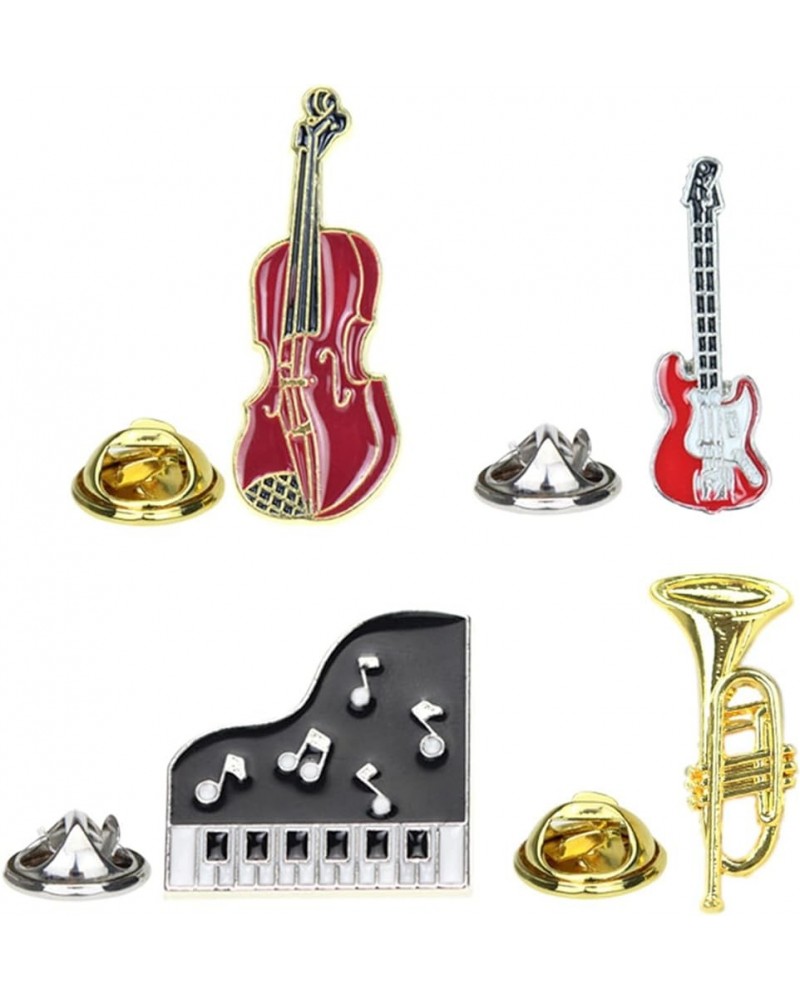 4 PCS Music Tape Pins Cute Enamel Badges Pins Set Piano Guitar Brooch Pins For Teachers Students for Jackets Backpack Shirt L...