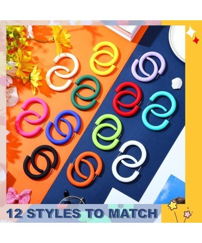 12 Pairs Acrylic Earrings Colorful Hoop Earrings Trendy Earrings Chunky Earrings Cute Candy Earrings Jewelry for Women Cool S...