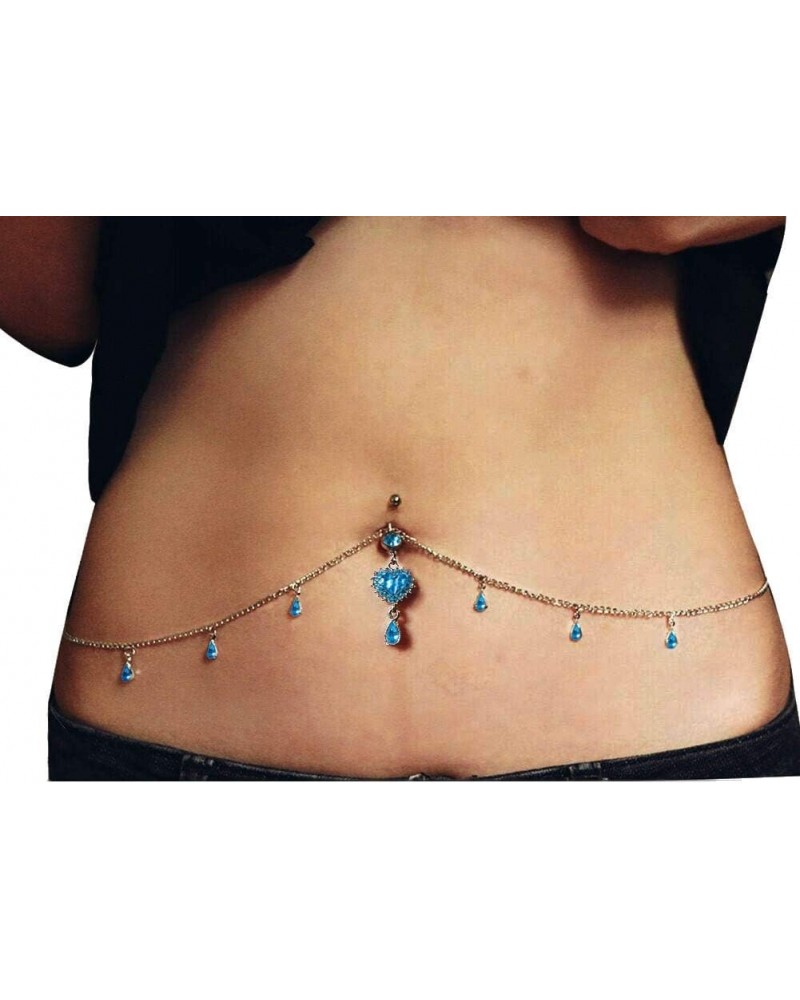 Women Sexy Rhinestone Piercing Navel Chain Jewelry Surgical Steel Belly Button Waist Chain Navel Piercing Ring Body Jewelry $...