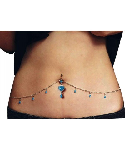 Women Sexy Rhinestone Piercing Navel Chain Jewelry Surgical Steel Belly Button Waist Chain Navel Piercing Ring Body Jewelry $...