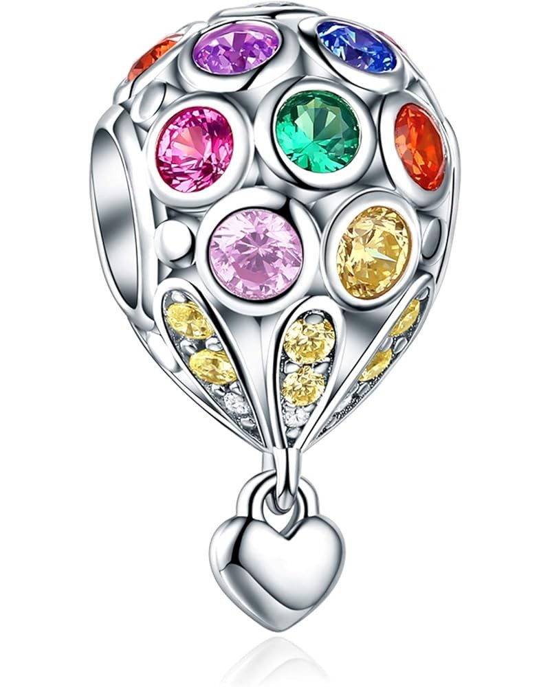 Rainbow Charm for Charm Bracelet, 925 Sterling Silver Openwork Beads Colorful Bead Charm with Skin-Friendly Fish Cubic Zircon...