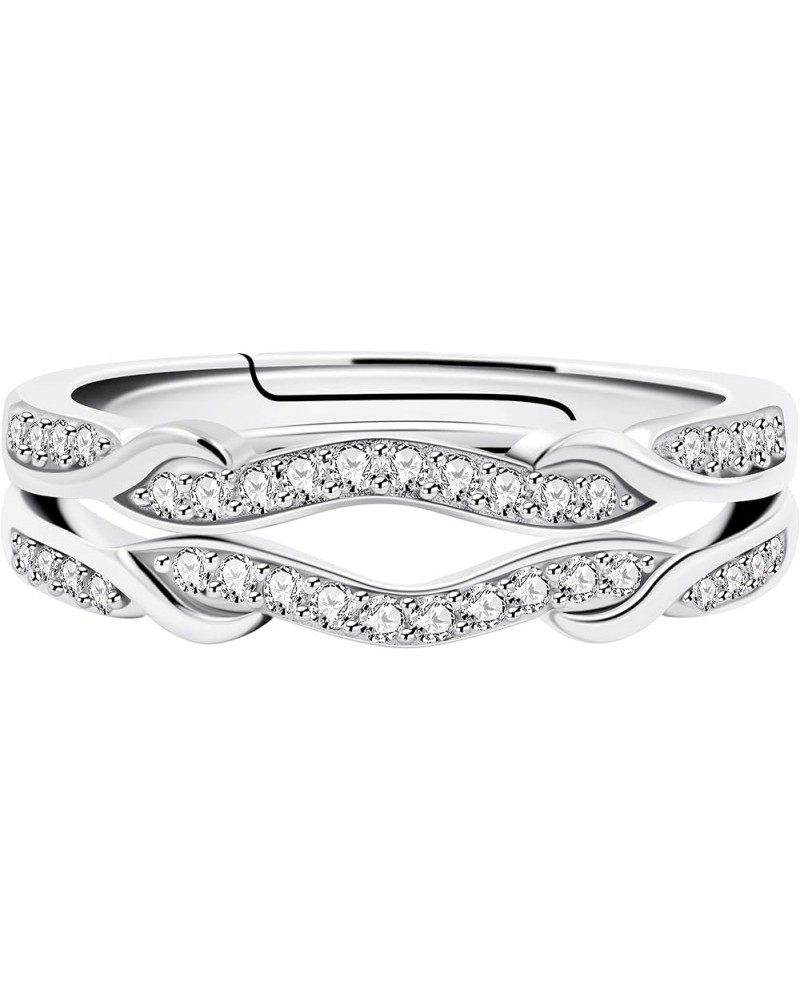 925 Sterling Silver Infinity Double Wrap Ring Guard Enhancer Wedding Bands 2pcs Stack Eternity Rings Set Y1522 Silver $10.80 ...