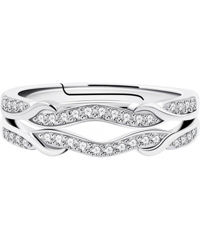 925 Sterling Silver Infinity Double Wrap Ring Guard Enhancer Wedding Bands 2pcs Stack Eternity Rings Set Y1522 Silver $10.80 ...