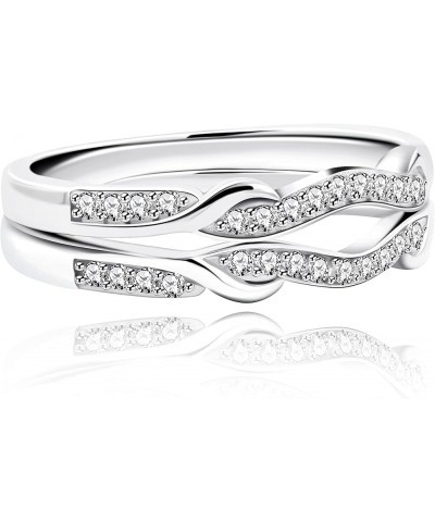 925 Sterling Silver Infinity Double Wrap Ring Guard Enhancer Wedding Bands 2pcs Stack Eternity Rings Set Y1522 Silver $10.80 ...