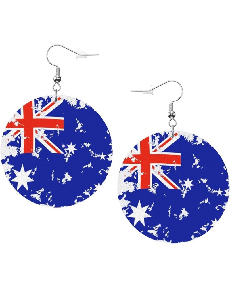 2022 World Football Teams National Flag Women Round Leather Earrings Soccer Dangle Earrings for Girls National Soccer Team Fa...