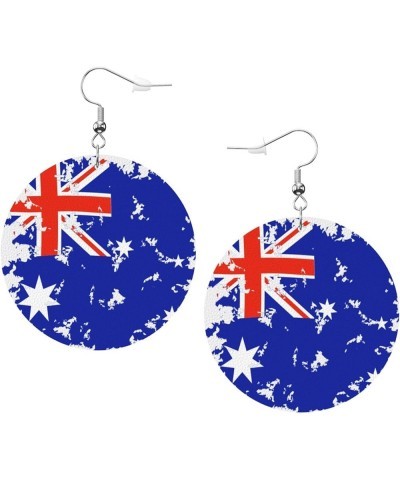 2022 World Football Teams National Flag Women Round Leather Earrings Soccer Dangle Earrings for Girls National Soccer Team Fa...