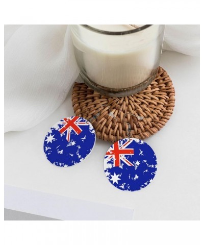 2022 World Football Teams National Flag Women Round Leather Earrings Soccer Dangle Earrings for Girls National Soccer Team Fa...