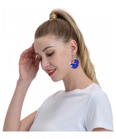 2022 World Football Teams National Flag Women Round Leather Earrings Soccer Dangle Earrings for Girls National Soccer Team Fa...