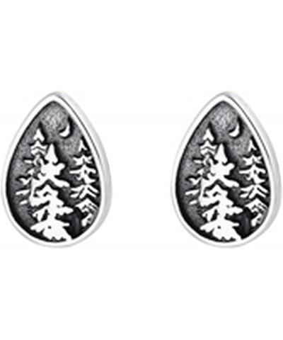 925 Sterling Silver Pine Tree Stud Earrings Push Back $10.49 Earrings