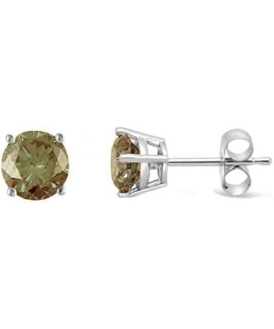 1/4 CTTW Brown Diamond Stud Earrings in 14K Yellow or White Gold Earrings for Women (1/4 CTTW) rhodium-plated-white-gold $52....