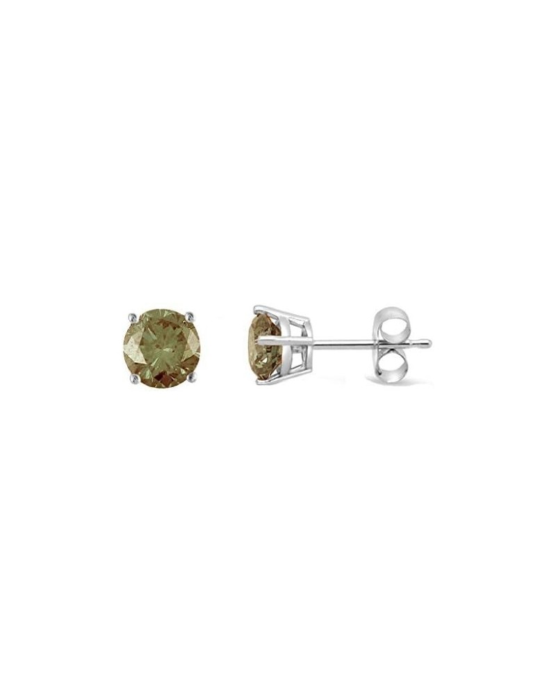 1/4 CTTW Brown Diamond Stud Earrings in 14K Yellow or White Gold Earrings for Women (1/4 CTTW) rhodium-plated-white-gold $52....