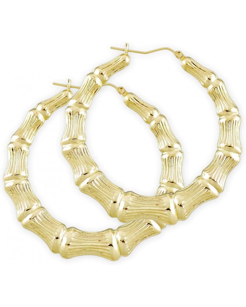 10k Yellow Gold Round Bamboo Hoop Earrings 2.2 Inches Diameter. $182.58 Earrings