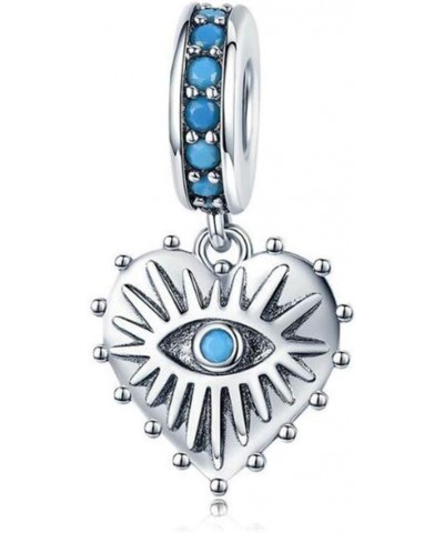 Hand of Fatima Charm for Pandora Bracelet 925 Sterling Silver Charms Good Lucky Dangle Charms Pendant with Blue Evil Eye Neck...