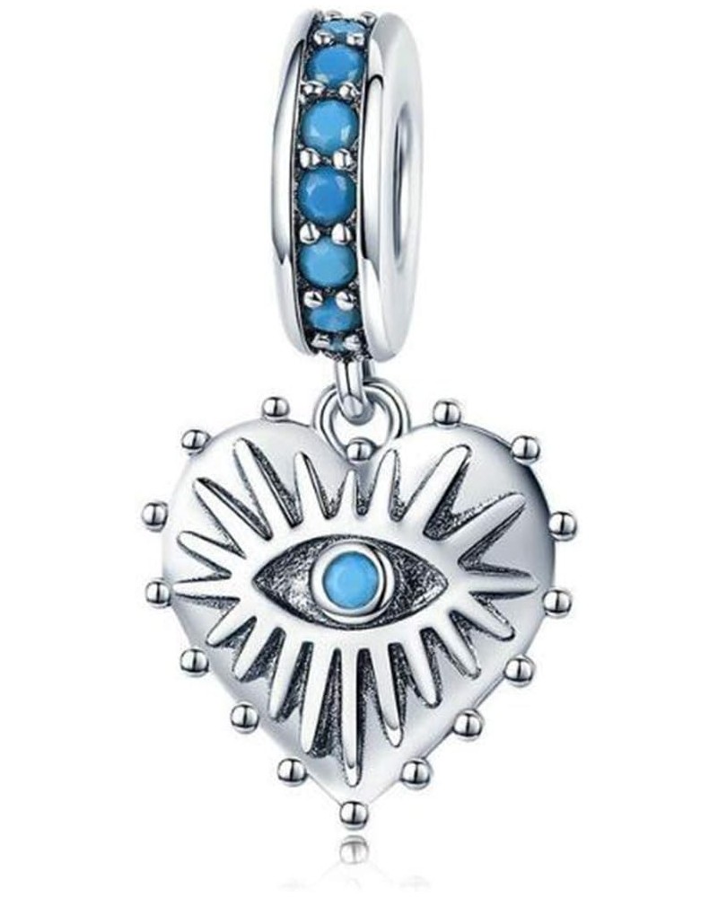 Hand of Fatima Charm for Pandora Bracelet 925 Sterling Silver Charms Good Lucky Dangle Charms Pendant with Blue Evil Eye Neck...