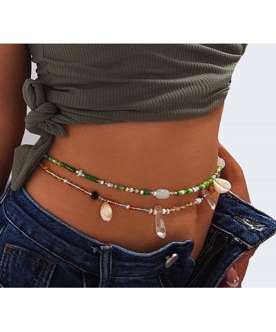 Bohe Beads Belly Waist Chain Summer Beach Bikini Body Chain Seashell Beaded Belly Chain for Women Multilayer Waist Body Jewel...