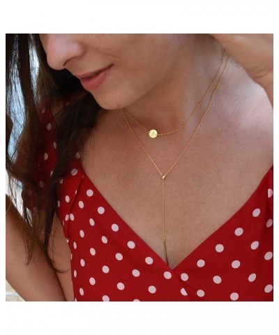 Gold Coin Initial Necklace Sterling Silver 18K Gold Plated Dainty Gold Coin Initial Necklace Tiny Letter Necklace Bridesmaids...